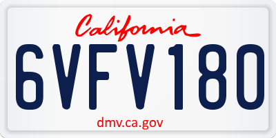 CA license plate 6VFV180
