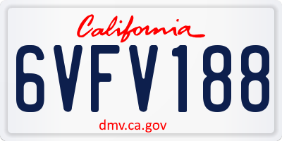 CA license plate 6VFV188
