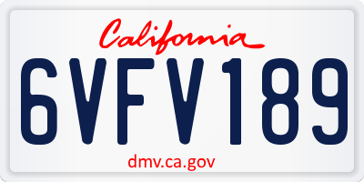 CA license plate 6VFV189