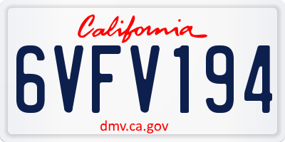 CA license plate 6VFV194