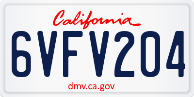 CA license plate 6VFV204