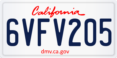 CA license plate 6VFV205