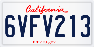 CA license plate 6VFV213