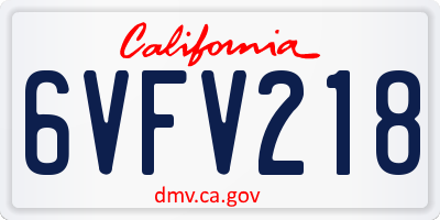 CA license plate 6VFV218