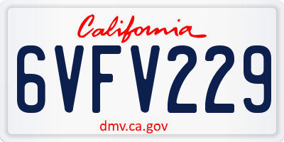 CA license plate 6VFV229