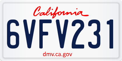 CA license plate 6VFV231
