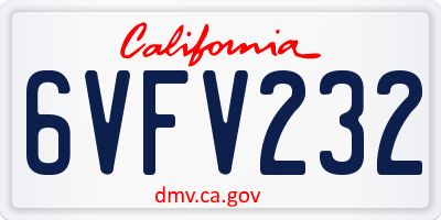 CA license plate 6VFV232