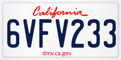 CA license plate 6VFV233