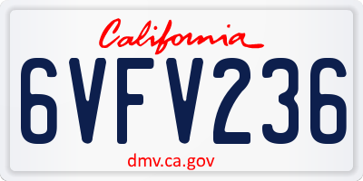 CA license plate 6VFV236