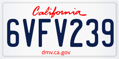 CA license plate 6VFV239