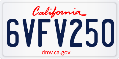 CA license plate 6VFV250