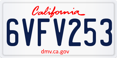 CA license plate 6VFV253