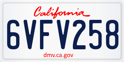 CA license plate 6VFV258
