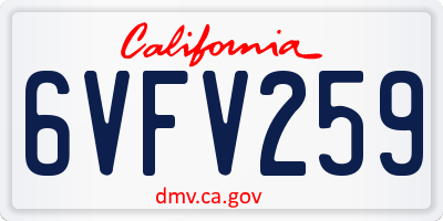 CA license plate 6VFV259