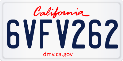 CA license plate 6VFV262