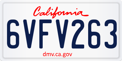 CA license plate 6VFV263