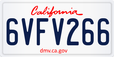 CA license plate 6VFV266