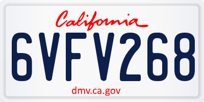 CA license plate 6VFV268
