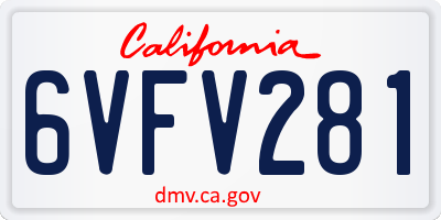 CA license plate 6VFV281