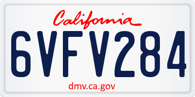 CA license plate 6VFV284