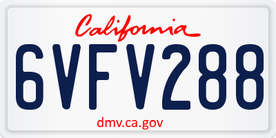 CA license plate 6VFV288
