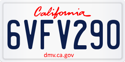 CA license plate 6VFV290