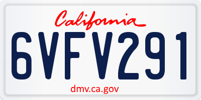 CA license plate 6VFV291