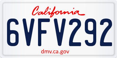 CA license plate 6VFV292