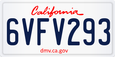 CA license plate 6VFV293