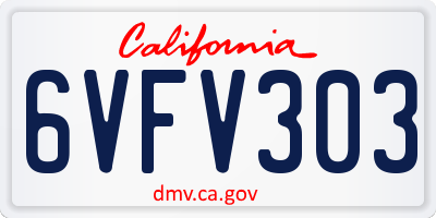 CA license plate 6VFV303
