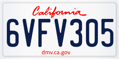 CA license plate 6VFV305