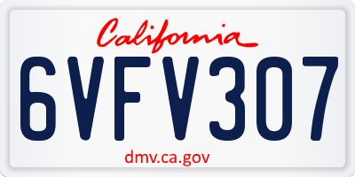CA license plate 6VFV307