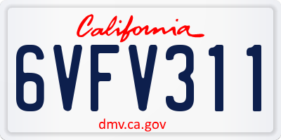 CA license plate 6VFV311