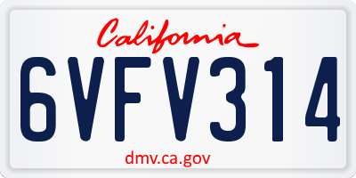 CA license plate 6VFV314
