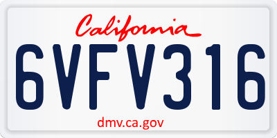 CA license plate 6VFV316