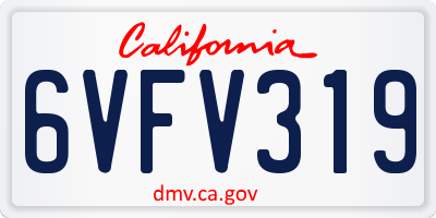 CA license plate 6VFV319