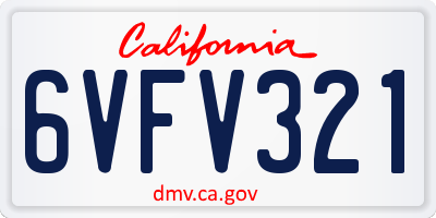 CA license plate 6VFV321