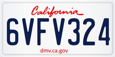 CA license plate 6VFV324