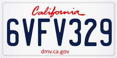 CA license plate 6VFV329