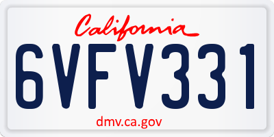 CA license plate 6VFV331
