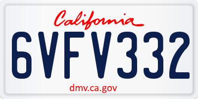 CA license plate 6VFV332