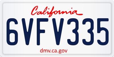 CA license plate 6VFV335