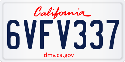 CA license plate 6VFV337