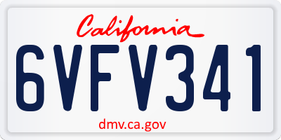 CA license plate 6VFV341
