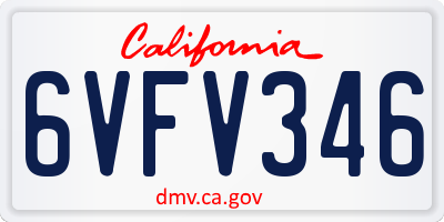 CA license plate 6VFV346