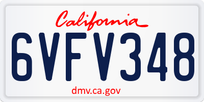 CA license plate 6VFV348