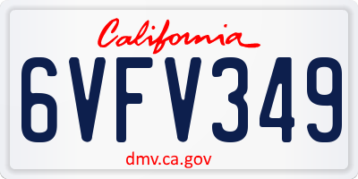 CA license plate 6VFV349