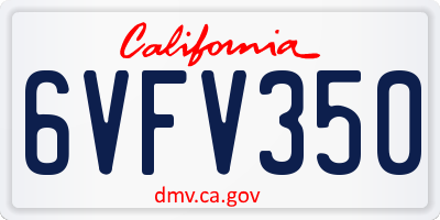 CA license plate 6VFV350