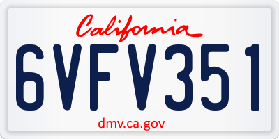 CA license plate 6VFV351