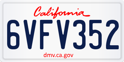CA license plate 6VFV352